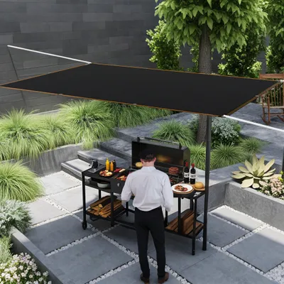 Produktbild von YZNAHRE Sonnensegel 3x5 m Sonnenschutz Terrasse Markise Balkon Ohne Bohren Rechteckig Schattiernetz für Pergola, Carport, Garten, Terrasse (Schwarz)
