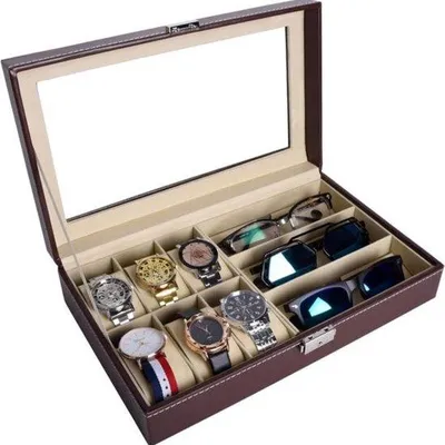 Produktbild von Famanu Uhrenbox mit transparentem Deckel - Platz für 6 bis 12 Uhren