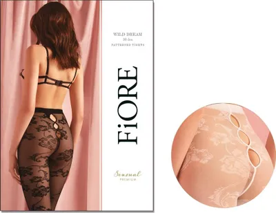Produktbild von WILD DREAM florale Strumpfhosen mit Loch 4 White