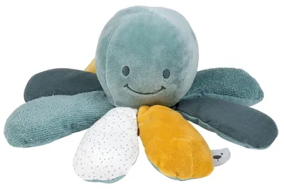 Imagen del producto de Peluche Nattou, fabricado en algodón y poliéster. Peluche de pulpo con textura
