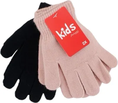 Kinderhandschuhe in Schwarz und Rosa