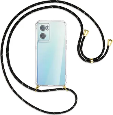 Produktbild von Handykette Backcover-Schutzhülle mit Band (Metall goldfarben) für OnePlus Nord 2 CE - schwarz/gold