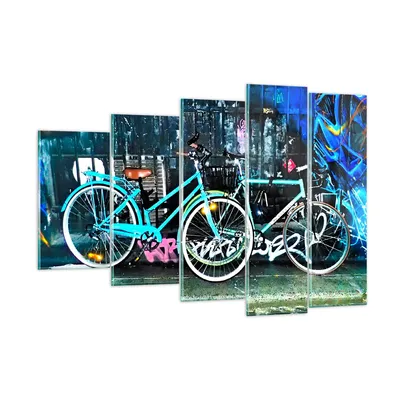 Produktbild von Bilder auf glas - Fahrräder Graffiti Straße Wand - 150x100cm - Glasbilder - Wandbilder - Kunstdruck - zum Aufhängen bereit - Wanddekoration aus Glas - Glas Bilder - Wandbild auf Glas - GEG150x100-2949