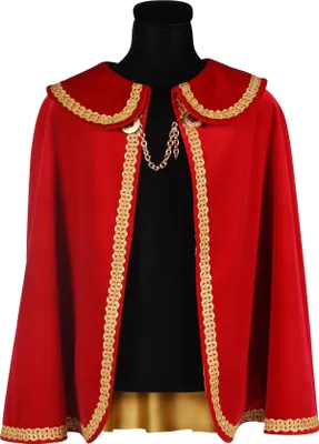 Produktbild von T2563-0514 kurz rot mit Goldborte Kinder Damen Prinzen Umhang Dreigestirn Kostüm Länge ca.80 cm