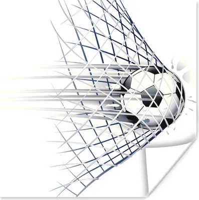 Produktbild von MuchoWow® Poster Eine Illustration eines Fußballs, der ins Tor geht - Jungen - Mädchen - Kinder 100x100 cm - Babyzimmer