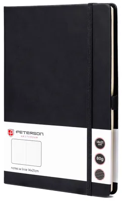 Obrázek produktu pro Peterson notes A5 černý tvrdé desky linkovaný 100 stran