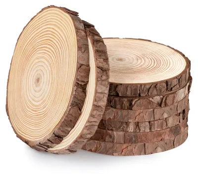 Productafbeelding van 8 stuks houten log schijven, 16-17 cm, 15 mm dik voor DIY handwerk en decoratie