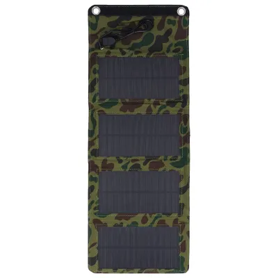 Zdjęcie produktu dla ładowarka solarna 7 W, kamuflaż, bardzo wydajna ładowarka z panelem solarnym USB 5,5 V 1290 mA do podróży w plenerze, telefonu komórkowego, komputera