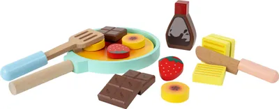 Produktbild von Holz Spielzeug-Set Pfannkuchen mit Zubehör, mehrfarbig, L 27,7 x B 15,9 x H 2,2 cm