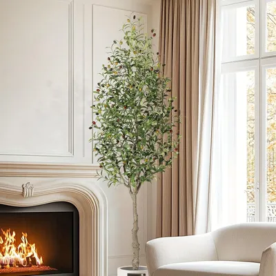 Immagine prodotto di Albero di ulivo artificiale - Albero decorativo da interno - Ulivo artificiale - Pianta decorativa - Altezza: 213 cm