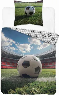 Obrázok produktu pre Detexpol Bavlnená posteľná bielizeň 160x200 zelená biela modrá futbal 5157A mládežnícka kolekcia Holland