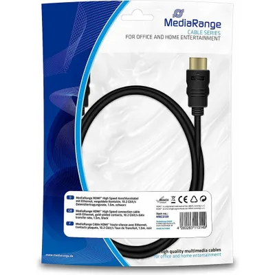 Produktbild von MediaRange MRCS139, 1,5 m, HDMI Typ A (Standard), HDMI Typ A (Standard), Schwarz