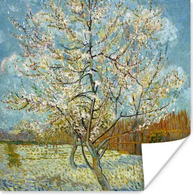 Produktbild von MuchoWow® Poster Blühender Pfirsichbaum - Vincent van Gogh 50x50 cm - Wohnzimmerdekoration