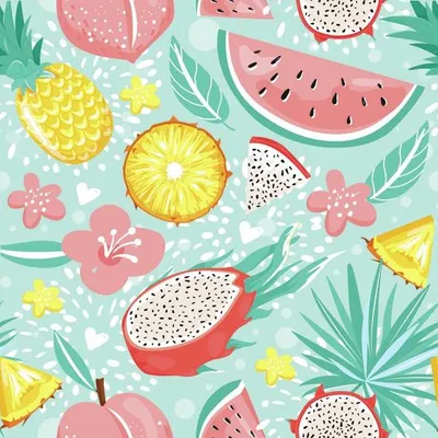 Produktbild von 20 Servietten Pastel Exotic Fruits on Light Blue - Frische exotische Früchte 33x33cm