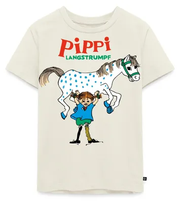 Produktbild von Spreadshirt Pippi Langstrumpf Pippi Hebt Kleiner Onkel Kinder Premium T-Shirt, 134/140 (8 Jahre), Naturweiß