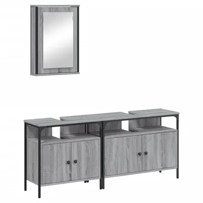 Produktbild von VidaXL 3214788, Grau, Eiche, Holz, Stahl, 300 mm, 600 mm, 3 Stück(e)