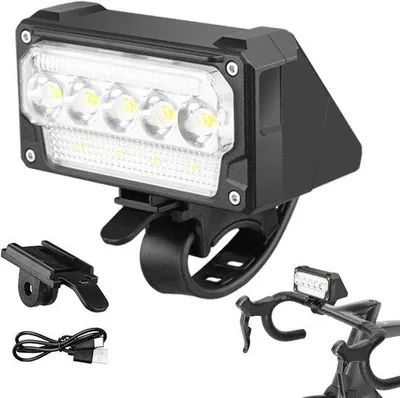 Obrázok produktu pre VHV – Cyklistické osvetlenie USB-C, nabíjacie – LED predné svetlo na bicykel, vhodné na jazdu v noci – 5 režimov osvetlenia – pre horské bicykle, cestné bicykle, mestské bicykle, elektrobicykle a na dochádzanie do práce