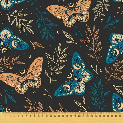 Produktbild von OUTDOOR DEKOSTOFFE OXFORD - Motiv Schmetterlinge auf schwarzem I DR036