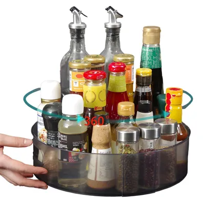 Produktbild von Drehteller Kühlschrank Organizer 27cm Grau Kunststoff mit Abflusslöchern