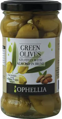Produktbild von Ophellia Grüne Oliven gefüllt mit Mandeln 300 g