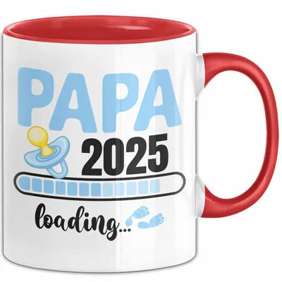 Produktbild von Trendation - Papa 2022 Loading Tasse Schwanger Schwangerschaftsverkündung Überraschung Du Wirst Vater (Rot)
