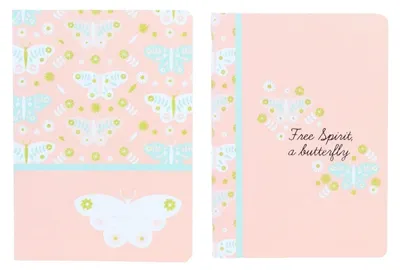 Produktbild von A4-Heftpaket, 48 Seiten, kariert, „Butterflies Mix“, 5er-Pack – Ancor