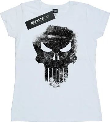 Produktbild von Marvel - "The Punisher Distrressed Skull" T-Shirt für Damen BI30568 (XXL) (Weiß)