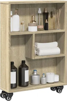 Immagine prodotto di Maison Exclusive - Carrello portaoggetti stretto in legno Sonoma, dimensioni 48x13x68 cm