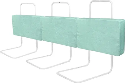 Produktbild von LZQ 3X Bettschutzgitter, Bettgitter zum Vertikalen Heben,50cm 5-Loch Höhenverstellbar ,Rausfallschutz Kinderbettgitter für  Familienbett und Kinderbett(150cm, Grüner See)
