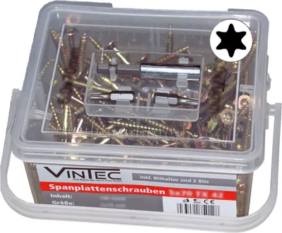 Produktbild von Vintec Spanplatten Holz Schrauben Industriequalität Innensechsrund, Auswahl:4.5 x 50 265 St. (75006-123811)