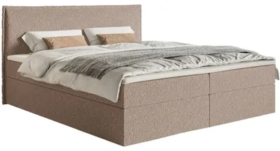 Produktbild von Selsey Softie – Boxspringbett 160x200 cm mit Topper und Stauraum, Chenille, Dunkelbeige