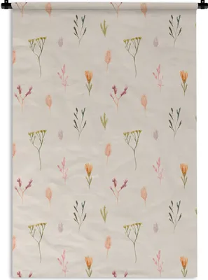 Produktbild von MuchoWow® Wandteppich Wandbehang Vintage - Pflanzen - Pastell 60x90 cm Tapisserie Dekoration Wandtuch - Foto-Teppich - Abwaschbar