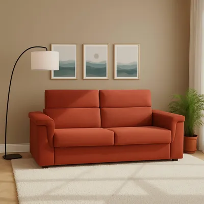 Immagine prodotto di Rigolato - Divano Letto 2 Posti, 185x95 cm Arancione, Sfoderabile Italy