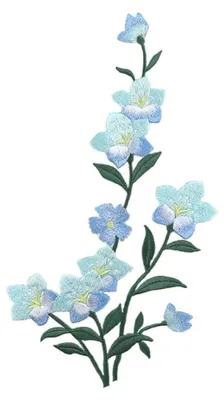 Bestickter Blumenaufnäher zum Aufbügeln, 14,5x26,5 cm, Blau