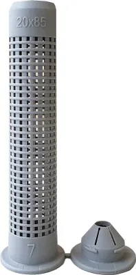 A gray cylindrical sleeve with a cap, likely a filter or anchor sleeve, is shown against a white background.