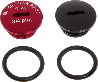 Produktbild von Set: 2x Verschlussschraube Getriebedeckel, Alu in Schwarz/Rot mit O-Ringen