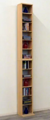 Image de Étagère en bois debout | Cabinet CD d'économie d'espace pour 204 CD ou 72 DVD | Dimensions: H. 180 x W. 21 x D. 20 cm | Elegant DVD Shelf Supporting | Blu-Ray Shelf | CD Shelf - Bigol