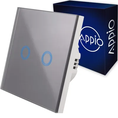 Produktbild von Appio Glas Touch Doppelschalter Grau LED