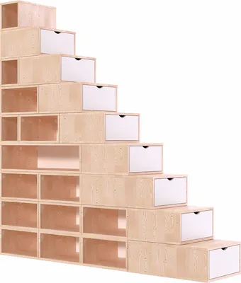 Produktbild von Treppenregal 225 cm - Naturlack/Weiß
