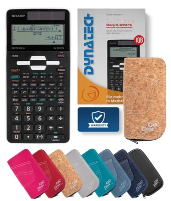 Produktbild von Sharp EL-W550TG Taschenrechner mit Schutztasche kork und Fachbuch