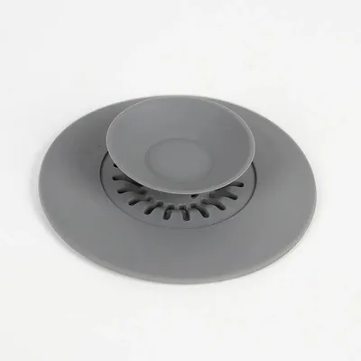 Imagen del producto de Juego de tapones para desagües, de 4 piezas, de silicona gris, con filtro para retener pelos, para cocina y baño
