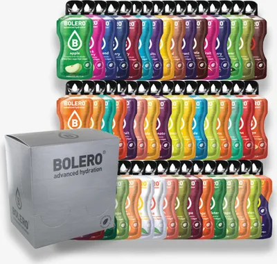 Produktbild von 48 Bolero Sticks 3g Instant Getränkepulver zuckerfrei kalorienarm Mix Mixpaket Testpaket Kennenlernpaket Probierpaket beliebte Sorten Frucht Beeren