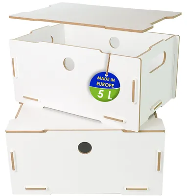 Aufbewahrungskiste 29x19x14 cm, 2er-Set, MDF, weiß, stapelbar