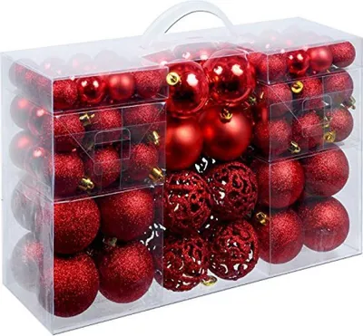 Produktbild von Generic Weihnachtsgeschenke Weihnachtskugeln Set Rot - 100 Weihnachtskugeln aus Kunststoff - verschiedene Ausführungen -˜ 3/4/6 cm