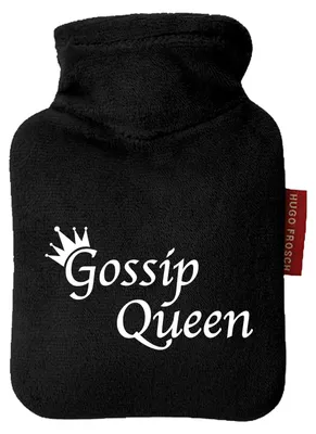 Produktbild von Huuraa Mini-Wärmflasche Gossip Queen Krone 0,2 Liter Black Mini Veloursbezug Taschenwärmer Geschenkidee