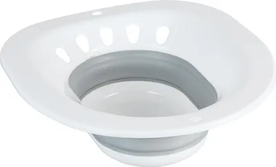 Produktbild von Relaxdays Sitzbad für Toilette, faltbar, Sitzbadewanne HBT: 12x36x39 cm, Einsatzbidet Intimpflege, Kunststoff, weiß/grau