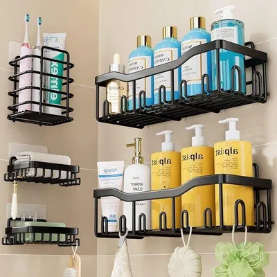 Immagine prodotto di Portasapone da doccia senza foratura - Organizer da bagno con ganci - 5 pezzi