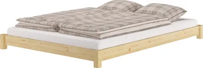 Produktbild von Flaches Futon-Doppelbett Bodenbett  Niedrigbett 160x200 Kiefer massiv V-60.51-16ohne Zubehör