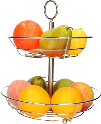 Produktbild von Kinvara Obstschale - 2-lagig - Metall - D26 x H30 cm - silber - rund