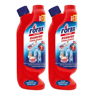 Produktbild von 2x rorax Rohrfrei Power-Granulat Dosierflasche 600g - Wirkt sofort & löst selbs